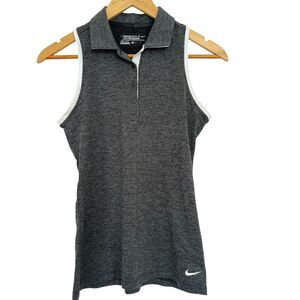Nike Golf Dri Fit Polo Sleeveless Tank Small Grey White Golf Pickleball Tennis
